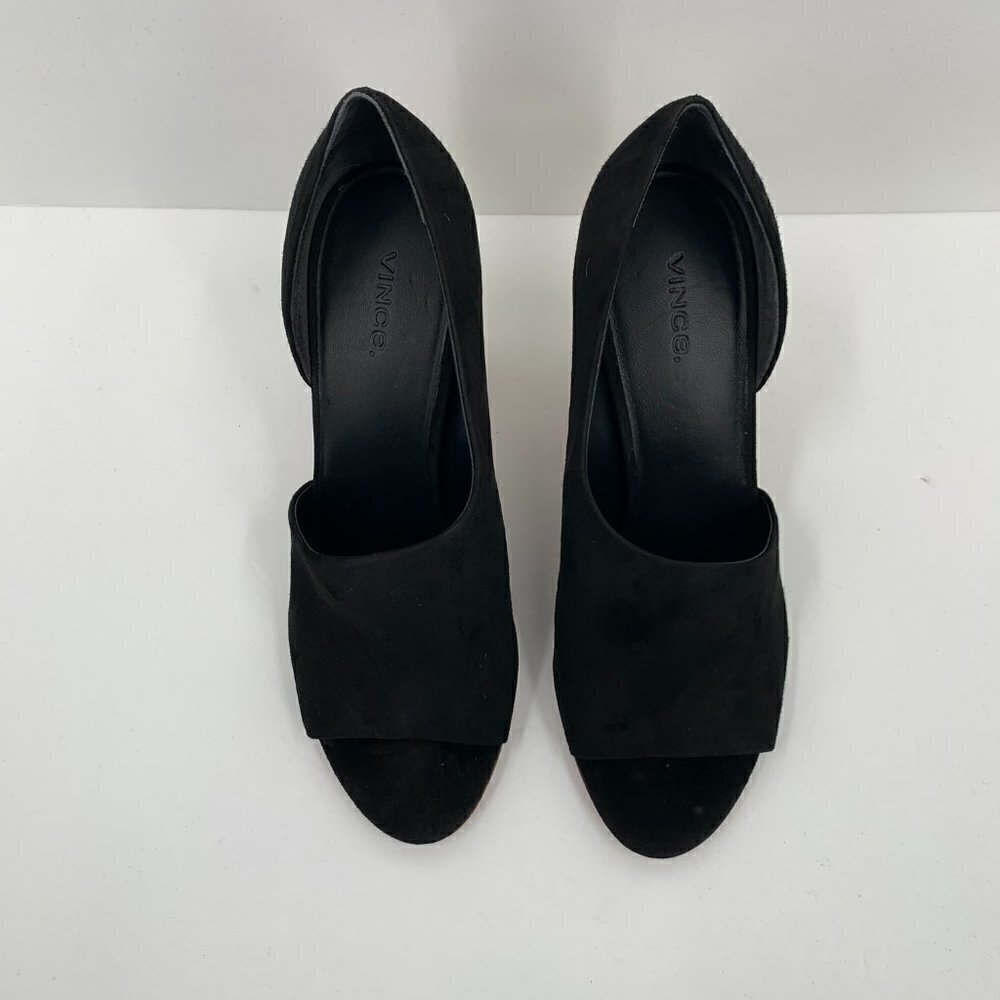 Vince Percey Block Heel black suede peeptoe sandals jute wrap bootie shoe new 10 - Picture 7 of 9